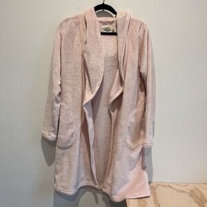 Ugg Robe Pink Blush Women's Sz M Pockets Hood Missing Belt Cozy Spa Warm Comfort
